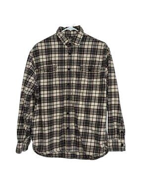 Mens Jachs Brown & Cream Buffalo Plaid Long Sleeve Button-Up Flannel Shirt